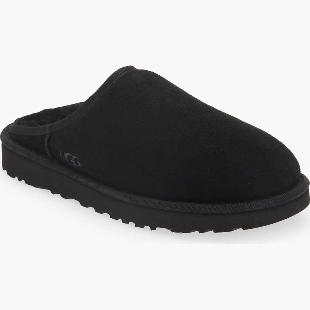 UGG Scuff Slippers Black Suede Sheepskin Men’s 8